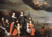 Nicolaes maes captain job jansz cuyter and his family oil